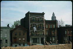 Bleeker Street from the under construction Rutgers Campus. That's Hazel's apartment with the laundry hanging over the railing.